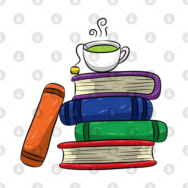 Book Lovers Books and Tea Colorful by screamingfool