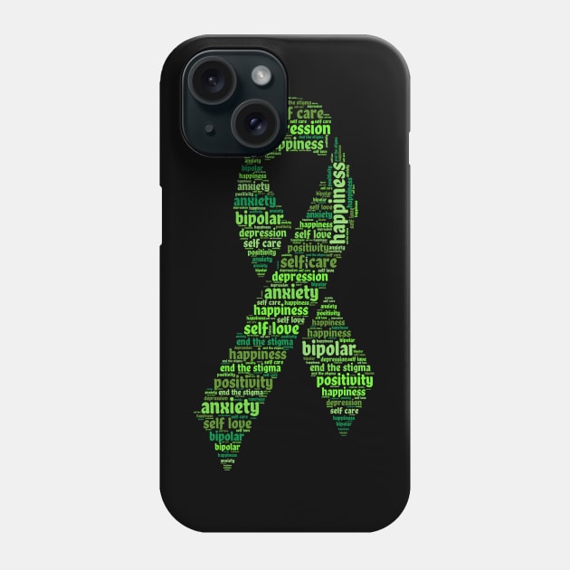 Green Mental Health Awareness Ribbon Phone Case by jodotodesign