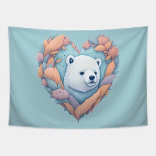 Heart with Feathers and Polar Bear Tapestry