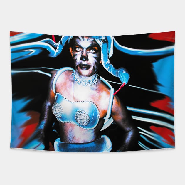 Stylized gorgona medusa LGBT costume in Gay parade Tapestry by Marccelus