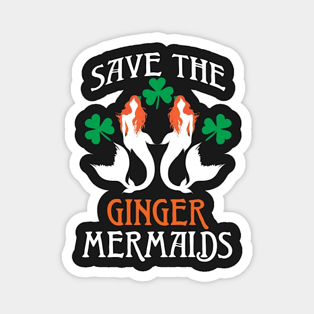 Save The Ginger Mermaids Redhead Mermaid Shamrock Art Magnet by glintintheeye