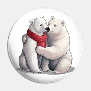 Valentine Cartoon Polar Bear Couple Pin