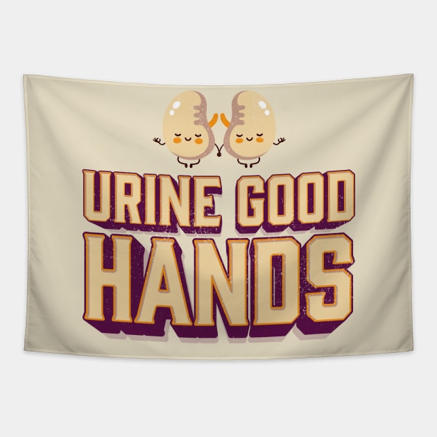 Kidney disease Urine Good Hands Kidney Care Pun Vintage Tapestry by Icrtee