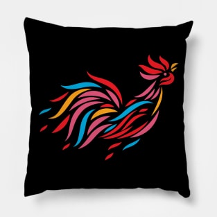 Rooster Illustration Pillow