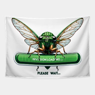 Cicada Invasion Loading Funny Cicada Summer Tapestry