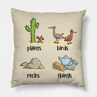 Plats, birds, rocks, things Pillow