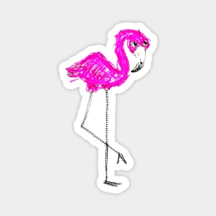 Flamingo Doodle Black Magnet