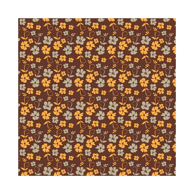 Botanic Floral Pattern Brown Yellow Pastel by jodotodesign