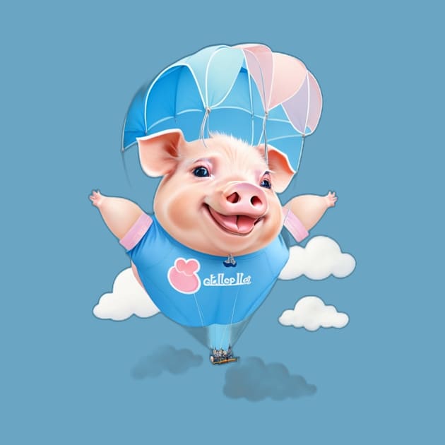 A piggy pig flying in the sky by Ramilia