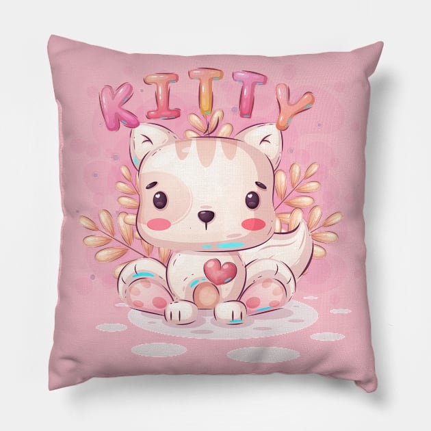 Sweet Baby Kitty Pillow by KOTOdesign