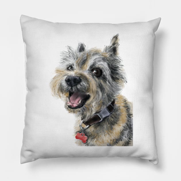 A Happy Smiling Cairn Terrier Pillow by LITDigitalArt