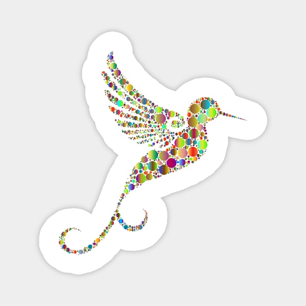 Hummingbird in prismatic colourful design with circles 1 Magnet by Montanescu