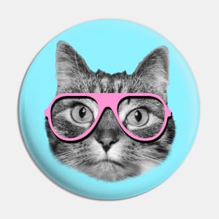 Sweet fluffy cat wearing big eyeglasses Pin