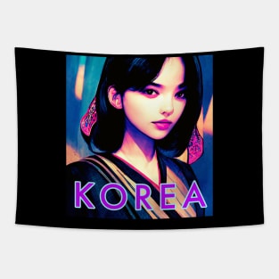 Korea Vaporwave Cute K Pop Girl Tapestry