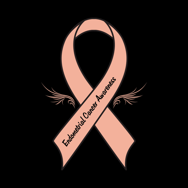 Endometrial Cancer Ribbon of Hope with Wings by PenguinCornerStore