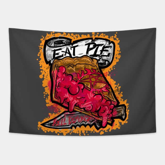 Eat Pie, Kill Demons Tapestry by kyleRISEirving