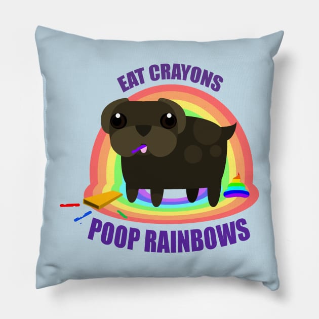 Eat Crayons, Poop rainbows. Pillow by Steampunkd