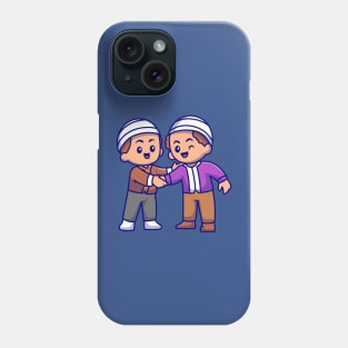 Couple Muslim Men Shaking Hands Cartoon Phone Case