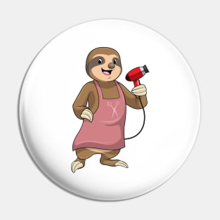 Sloth as Hair stylist with Hairdryer Pin