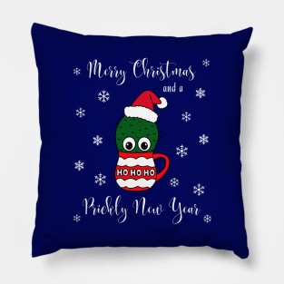 Merry Christmas And A Prickly New Year - Cactus With A Santa Hat In A Christmas Mug Pillow