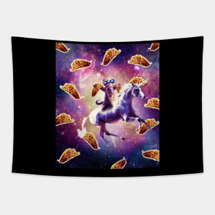 Thug Space Cat On Unicorn With Taco Tapestry