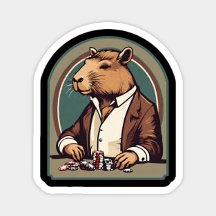 Capybara poker player Magnet