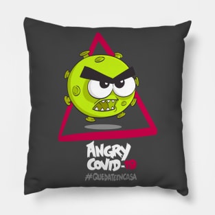 Angry COVID-19, #yomequedoencasa Pillow