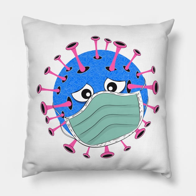 Virus with mask mask Pillow by Kisho