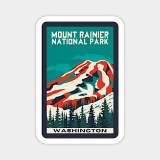 A Vintage Travel Art of the Mount Rainier National Park - Washington - US Magnet