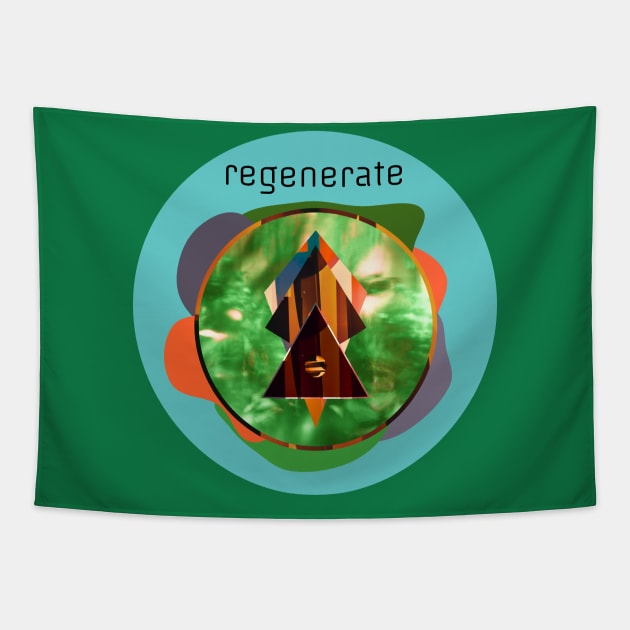 Regenerate - Eco Warrior Green Design Tapestry by Davey's Designs