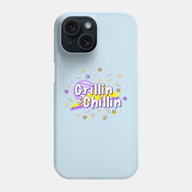 Grillin & Chillin - 90s BBQ Cookout Triangle Pattern Phone Case by FatCatSwagger