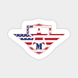 Letter M American Flag Monogram Initial Magnet