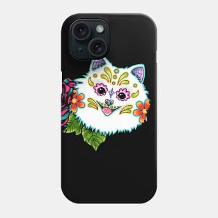 Pomeranian in White - Day of the Dead Sugar Skull Dog Phone Case