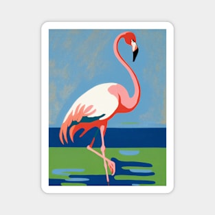 Flamingo Against Blue and Green Background Magnet