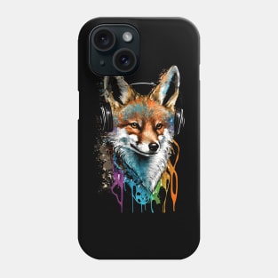 Fox Wearing Headphones Painting Phone Case