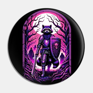Raccoon Paladin of the Purple Realm Pin