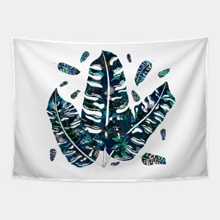 Blue Abstract Foliage Watercolor Pattern Tapestry