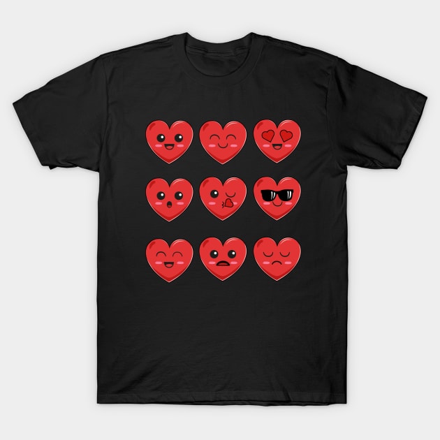 Heart Emojis Valentines Day Funny Emoticons Boys Girls Kids T-Shirt Heart Emojis Valentines Day Funny Emoticons Boys Girls Kids T-Shirt