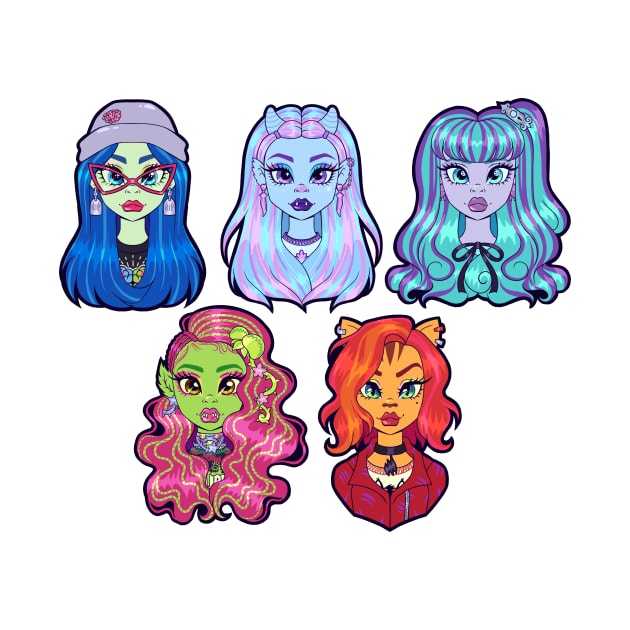 Monster High G3 Ghouls - Ghoulia, Abbey, Twyla, Venus, Toralei by Bratzoid