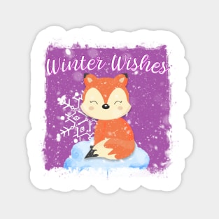 PINK WINTER WISHES FOX Magnet