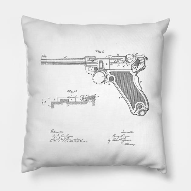 Gun Design vintage patent drawing Pillow by skstring