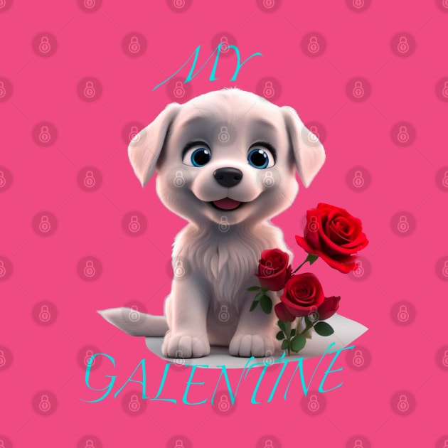 My galentine puppy with red roses by sailorsam1805