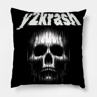 Y2K Flashback: Glitch Creepy Skull Pillow