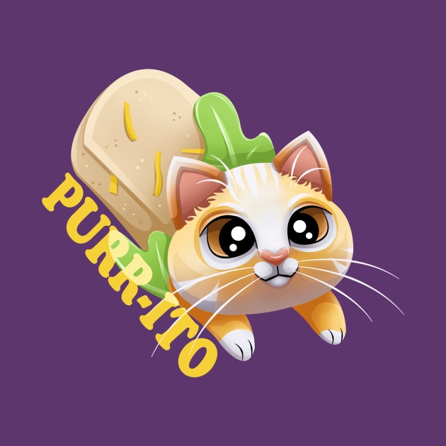 Purr-ito cute Cat Burrito by Art by Angele G