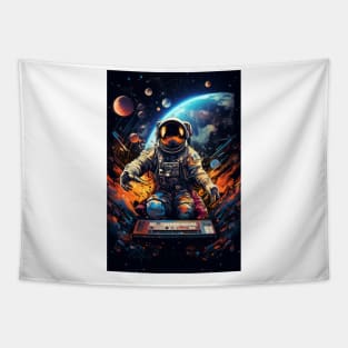 Astronaut playing in space Tapestry