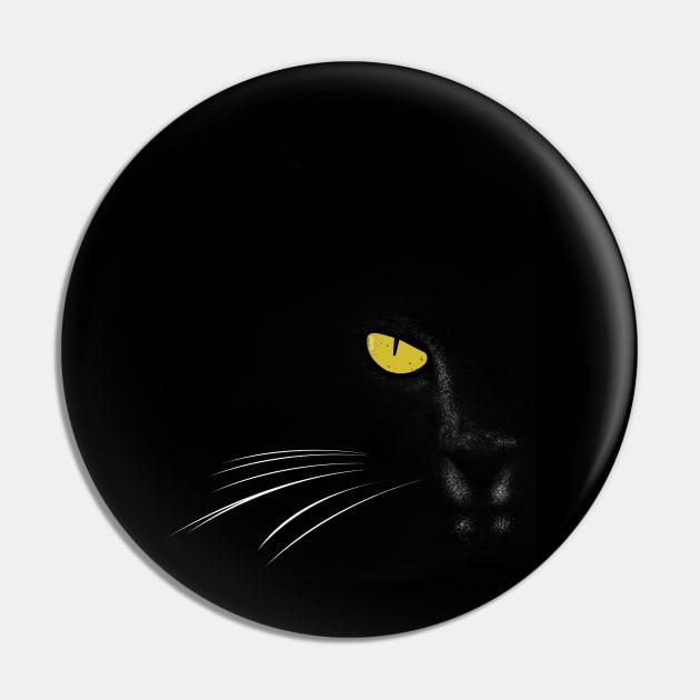 Black Cat Face Pin by Rishirt