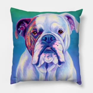 Brindle and White English Bulldog Pillow