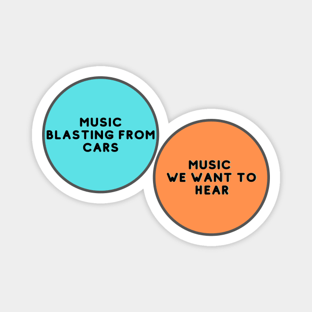 Venn Diagram: Music blasting from cars vs. Music we want to hear Magnet by Jean-Claude Venn-Diagram