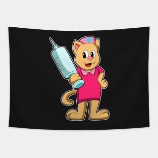 Cat as Nurse with Syringe Tapestry