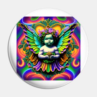 Cherub Angel Psychedelic Trippy Wings Pin